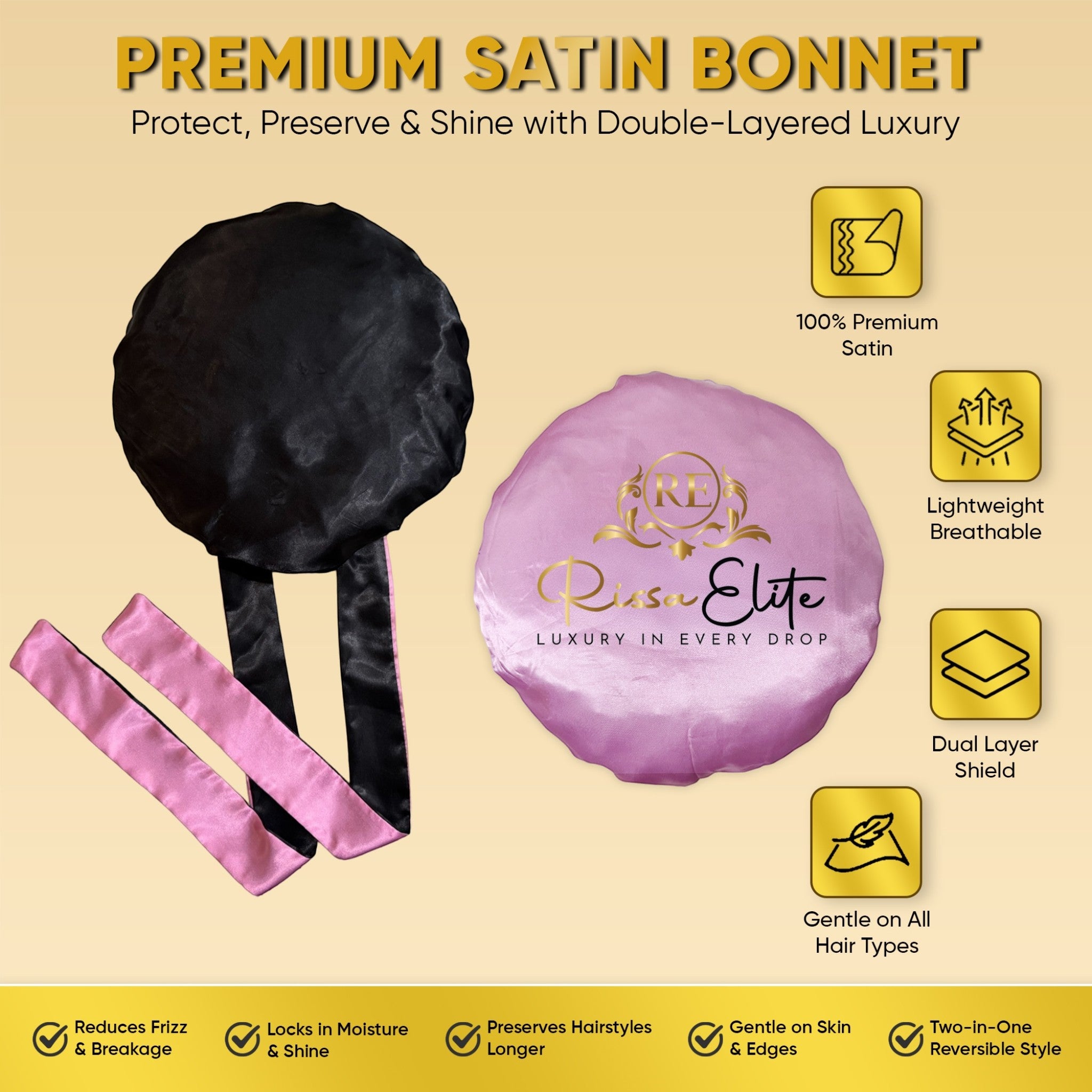 Reversible Tie Satin Bonnet