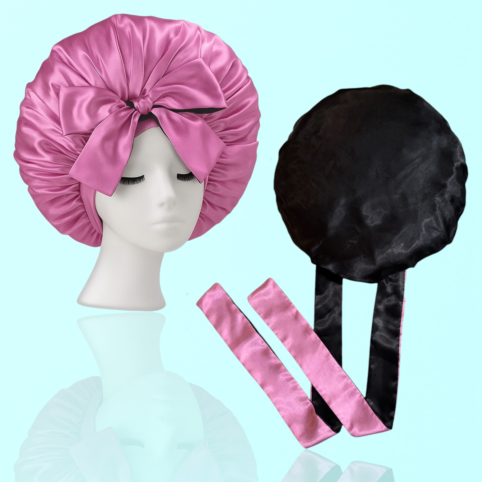 Reversible Tie Satin Bonnet