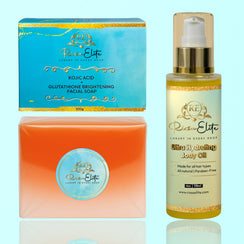 Kojic Acid/Glutathione Brightening Facial Soap & Ultra Hydrating Body Oil Set
